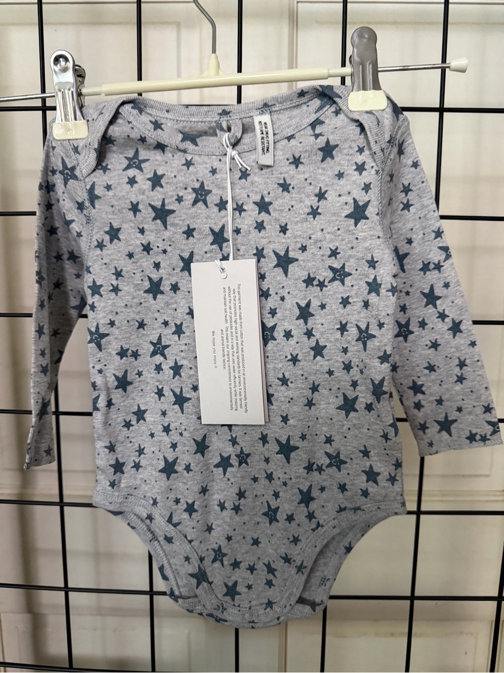 Stella McCartney Kids blue and Gray Long-Sleeve Star Print One-Piece